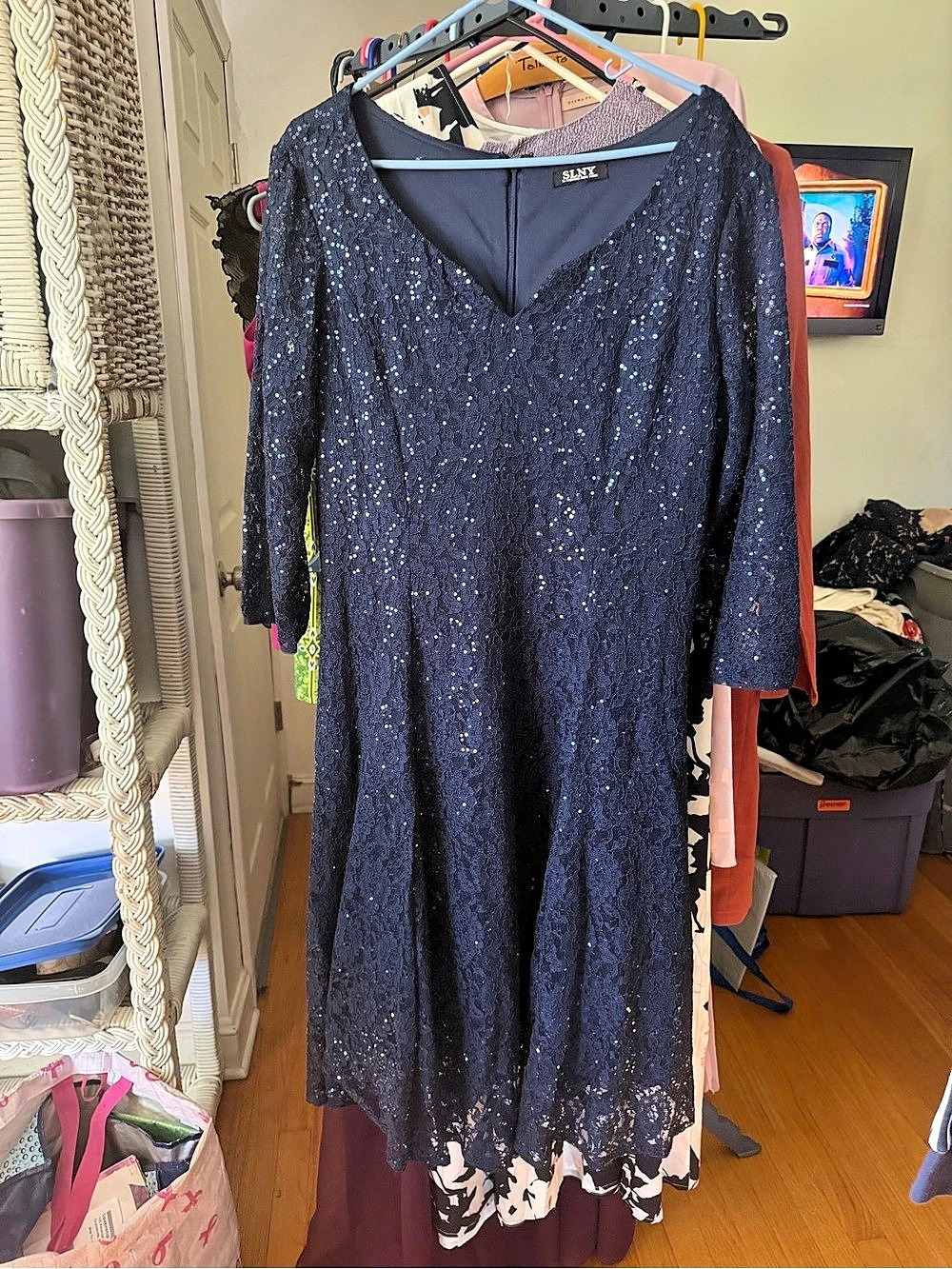 SLNY Blue Lace Maxi Dress Size 16W